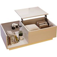 TABLE Fleur Forme Relevable Stockage Particle Board Blanc 100.00 x 50.00 x 33.00