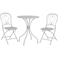 Set da giardino grigio 2 sedie pieghevoli 1 tavolino rotondo - Deco