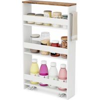 Costway – Desserte de cuisine étroite à 4 niveaux – Chariot de rangement roulant avec roulettes verrouillables – Dimensions 13x47,5x80,5 cm – Bois d'ingénierie et métal