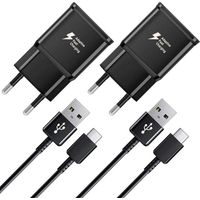 Chargeur rapide 2 pièces, câble de 1,2 m, compatible avec Samsung Galaxy S22 S21 S20 S8 S10 S9 Plus Note 7 8 9 10 A53 LG, HTC 2-pack/noir
