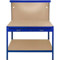 Workbench with Pegboard, Drawer & Light – Blue
