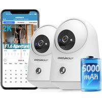 GENBOLT 2K Camera Surveillance Interieur WiFi sans Fil, 5000maAh Pan/Tilt Camera Animaux Interieur, Détection Humaine PIR, pour De Bébé/Animaux/Sécurité Domestique