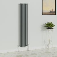 WarmeHaus Vertical Oval Single Anthracite Radiator 1800x354mm