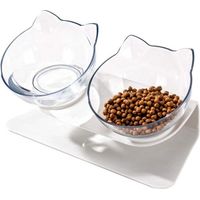 Bol Orthopédique Anti-vomissements pour Animaux de Compagnie avec Support Surélevé,Mangeoire pour Chat à Double Bol, Plate-Forme Iinclinée à 15 °, Parfait pour Les Chats et Les Petits Chiens, 27.5 x 1