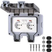 Toma de corriente impermeable para exterior, 16 A, IP66, con interruptor, caja de conexiones impermeable, interruptor de doble pared impermeable para cocina, baño, garaje, piscina y jardín.