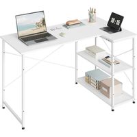 WOLTU Computer Desk Black Office Desk Writing PC Laptop Table Dining Gaming Table White+ White