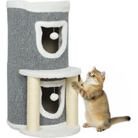 Árbol Rascador para Gatos Árbol para Gatos 76 cm con Cama 2 Cuevas Postes de Sisal Alfombra Bolas para Jugar Gris