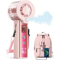 Upgraded Misting Handheld Fan, 30000RPM Rechargeable Mini Fan with Spray Cooling, 4000mAh LED Display for Travel & Makeup,Pink