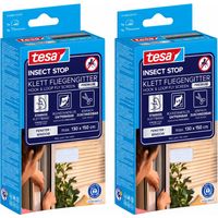 2x tesa Insect Stop COMFORT Moustiquaire pour fenêtre - Moustiquaire auto-adhésive avec bande Velcro - Moustiquaire sans percer - blanc (protection visuelle légère), 130 cm x 150 cm