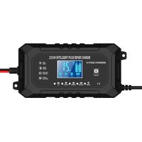 Chargeur Batterie Voiture, 12V/24V Chargeur Batterie Lithium 9 Étapes de Charge avec Réparation, 10 Protection Maintien de Charge avec Batterie LiFePO4, pour Voiture Moto Camion AGM Gel
