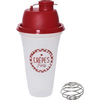 Shaker gradué pour pâte à crêpes en plastique translucide et rouge