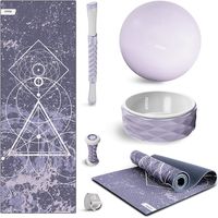 Kit 6 Yoga- und Pilates-Zubehör KITWELL-600 LILA, Matte, Rad, Fitball, Übungsband, 2 Massagegeräte, Anfänger und Steigerung der Schwierigkeit - FITFIU Fitness