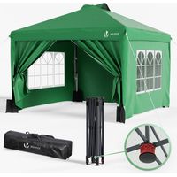 Vounot – Tonnelle de jardin pop up 3x3m – Imperméable 1200pa – Protection UV 99% – Structure acier – 4 parois amovibles et fenêtres