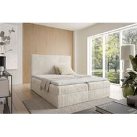 Boxspringbett Schlafzimmerbett ARNAU 180x200cm Stoff Tilia Creme