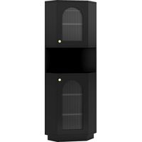 ancien sku:WF314590AAB, meuble de salle de bain avec bande lumineuse, meuble de salle de bain, meuble d'angle avec deux compartiments de rangement, compartiment ouvert avec étagères réglables, 45x 45