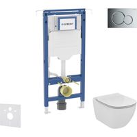 Geberit Duofix - Conjunto de instalación empotrada, inodoro y asiento Ideal Standard Tesi, botón Sigma01, Aquablade, SoftClose, cromo brillante SANI11CD3134