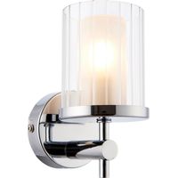 Endon Britton - Applique da parete per bagno 1 luce cromata IP44 con vetro increspato trasparente, G9