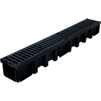 Nicoll – Caniveau de voirie 1m B125 – Grille polyamide noir – Largeur 130mm – Surface d'avalement 411cm²/ml