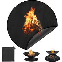 1 Tapis Ignifuge Rond 120cm Fibre De Verre Silicone Résistant Chaleur Pour Foyer Barbecue Extérieur