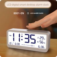 Eosnow 8001-en Multifunktionelle digitale Takt-LED-Helligkeit Einstellbare Temperaturfeuchtigkeit mit Alarm mit zwei Alarmmodi, Week- und Datumsmonatsanzeige, 12/24-Stunden