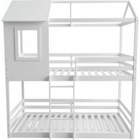 Etagenbett Montessori Häuschen teilbar Holz weiß 90x190/90x190cm