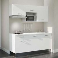 Kochnischen K30L-PT - 180 cm - Laminatplan, spüle Edelstahl, - Weiße Front - weiße Laminatplatte - Kredenzen nein + Haushaltsgeräte Edelstahl