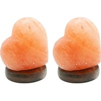 Tischleuchte Tischlampe Dekolampe Beistellleuchte Salzlampe Kristalllampe Nachttischleuchte, USB Kabel, Holz braun Salzkristall, 1x LED 5W warmweiß, DxH 8,9x11,4cm, 2er Set