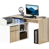 Scrivania angolare Rovere e Bianco salvaspazio per computer 109x48cm