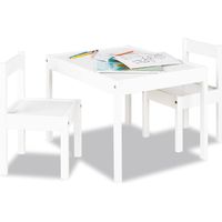 Pinolino Set di 3 sedie Sina 3 pezzi in legno, 2 sedie e 1 tavolo per bambini da 2 anni, laccato bianco, confezione da 3