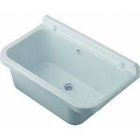 Lavabo de pared exterior con rebosadero de 55 x 34 cm – Mármol – Jardín y garaje – Kit de montaje y desagüe – Negrari