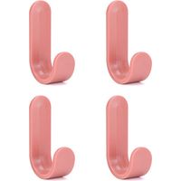 Lot de 4 crochets muraux simples en forme de J, style nordique - 4 pièces rouges