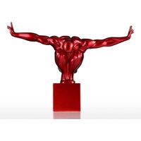 Sculpture en fibre de verre TOOARTS représentant un plongeur, décoration intérieure, rouge clair-bordeaux.