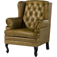 Ohrensessel Echtleder 88x81x105 grün CHESTERFIELD 301