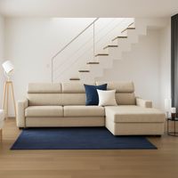 Dmora - Sofá fijo Dgritt, Sofá de esquina, 100% Made in Italy, Sofá de salón con chaise longue, en tela acolchada - península contenedor derecho, con reposabrazos estándar, Cm 280x95h85, Beige