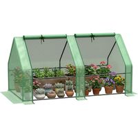 Outsunny – Serre à tomates 180L x 90l x 90H cm – Acier thermo-laqué – Bâche anti-UV 140 g/m² – 2 fenêtres zippées enroulables vert