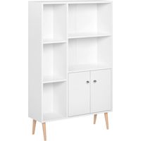 Mobiletto Libreria con Piedini in Legno di Pino Bianco 80x23.5x123cm