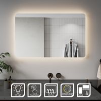 ELEGANT Backlit LED Illuminated Bathroom Mirror with Light Sensor + Demister 800 x 500mm