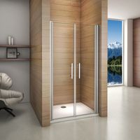 Aica Sanitaire – Porte de douche pivotante 80x185cm – Verre anticalcaire 6mm – Installation en niche – Ouverture intérieure/extérieure – Profilé aluminium