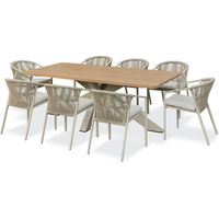 KELIA - Conjunto de comedor de jardín de 8 plazas - Greige - REMARQUABLE