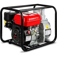 Eberth – Pompe à eau thermique 6,5CV 4T 60000L/h – Moteur à essence 4 temps – Hauteur de refoulement 30m – Pour chantiers humides
