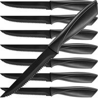 FOHERE Set de 8 Couteaux à Steak, Couteaux à Steak Noirs Dentelés