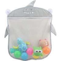 Sac de rangement pour jouets de bain bébé, organisateur de salle de bain suspendu, filet en maille avec 2 ventouses puissantes pour brosse de douche, shampoing, jouets de bain pour enfants
