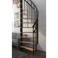 HandyStairs Wendeltreppe „Siena“ Ø 145 cm – Rechtsdrehend – 273 cm hoch – 12 Buchenstufen – Schwarz