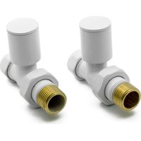 Reina Portland Straight Radiator Valves Pair 15mm - White