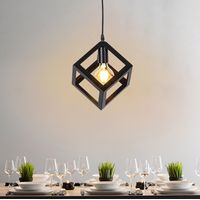 Modern Colorful Pendant Light Cube Shape Pendant Lights Vintage Retro Ceiling Lamp Black