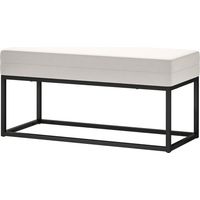 Panca moderna in acciaio, spugna e tessuto vellutato, piedini regolabili 94x42x44 cm Crema