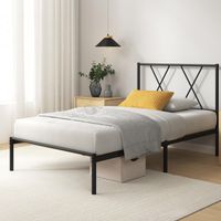 Zinus Elias Letto 90 x 200 cm - 30 cm - Struttura letto in metallo con testiera - Letto in metallo con rete a doghe - Non richiesto letto a molle - Spazio libero sotto il letto - Nero