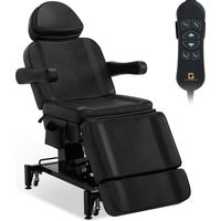 BarberPub Kosmetikliege Elektrisch mit 3 Motoren & Rollen, Massageliege Klappbar & 18CM Höhenverstellbar, 180°Drehbare Armlehnen, Tattoo Liege für SPA Salon 0754 (Schwarz/Kunstleder)