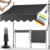 tillvex Balkonmarkise 400 cm Anthrazit Gelenkarm Markise Klemmmarkise Sonnenmarkise Balkon ohne Bohren