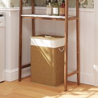 Cesto portabiancheria in bambù marrone 40x30x60 cm con coperchio, sacco rimovibile da 72 L